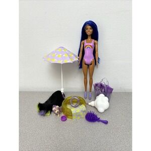 Barbie Color Reveal Doll W/ Sunshine & Sprinkles Umbrella, 2 Wigs, Raincoat, Dog